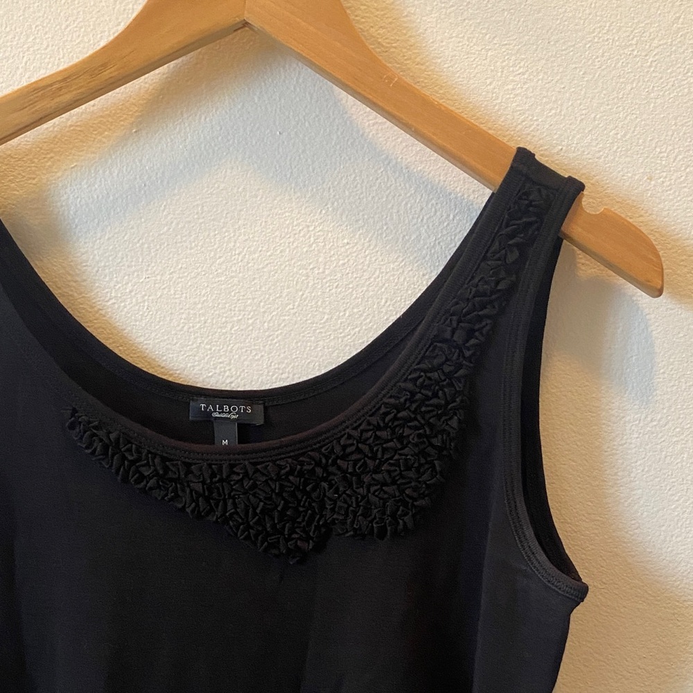 Talbots Black Tank Top with Embellished Neckline